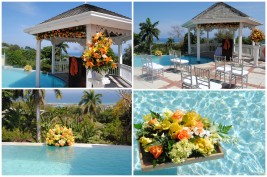 Images of wedding reception area and flowers
