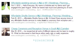 Search results on weddingwire.com for the term hotel